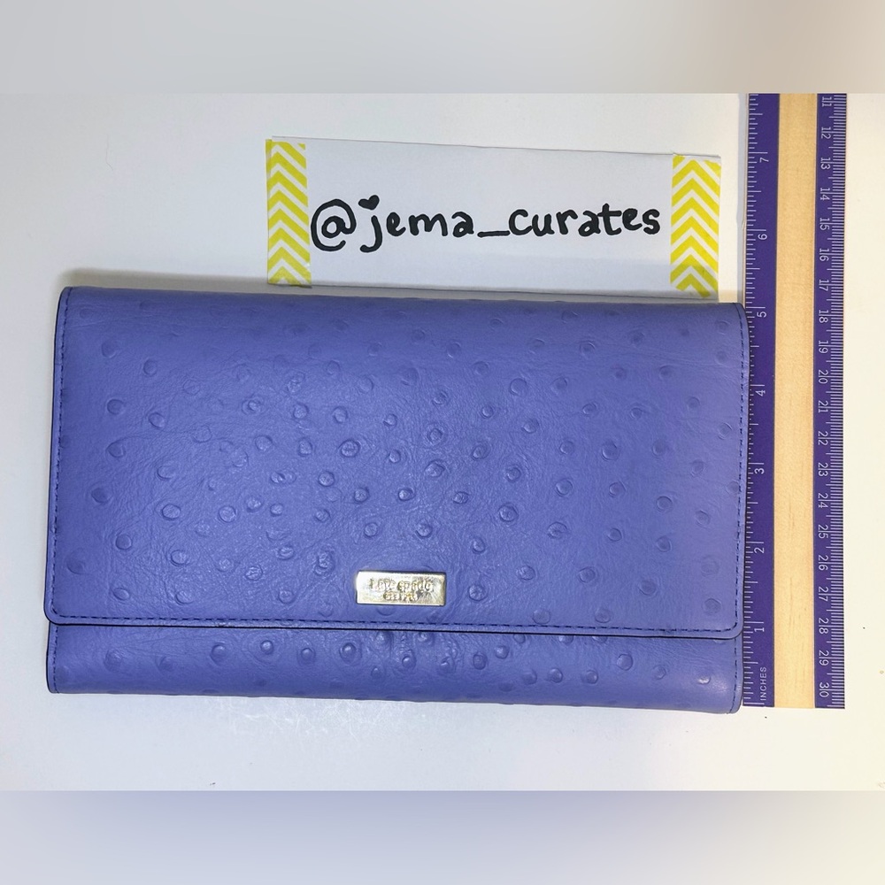 Kate Spade Trifold Wallet - Purple - Ostrich Texture Leather - Picture 3 of 11
